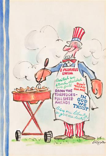 (NEW YORKER) LEE LORENZ (1932 - 2022) Cookout with Uncle Sam.